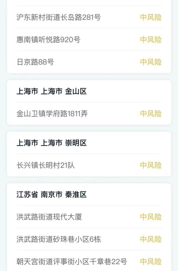 【上海疫情中高风险地区最新名单/上海疫情中高风险区域】-第1张图片