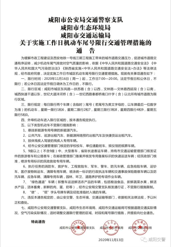 西安限号2020最新通知〃西安限号2020最新通知今天-第1张图片