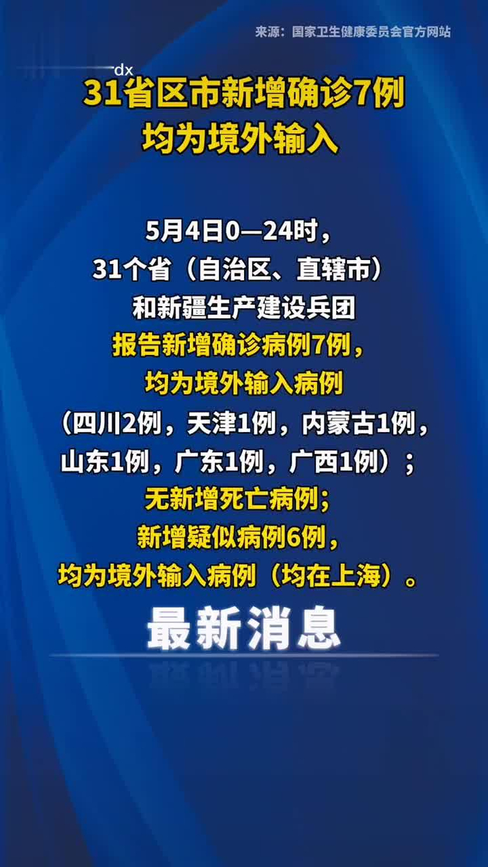 31省新增4例确诊无本土病例-31省份新增本土确诊47例